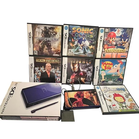Nintendo DS Lite Console Blue USG-001 Tested 8 Games Lot + Charger Case Boy - Picture 1 of 14
